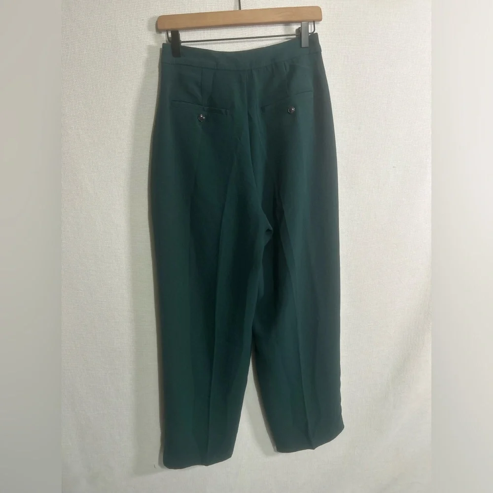 MADEWELL HIGH RISE ROSEDALE STRAIGHT TROUSER PANTS IN CREPE SPRUCE GREEN - Picture 10 of 11